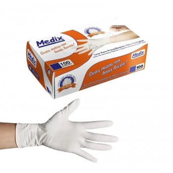 Luva Látex Com Pó Tamanho M Com 100 Unidades Medix