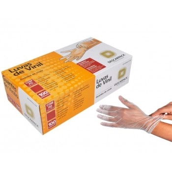 Luva de Procedimento Vinil Lisa Tamanho G com Pó Caixa Com 100 Unidades - Descarpack