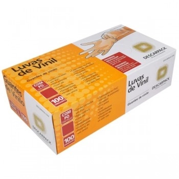 Luva de Procedimento Vinil Lisa Tamanho G com Pó Caixa Com 100 Unidades - Descarpack