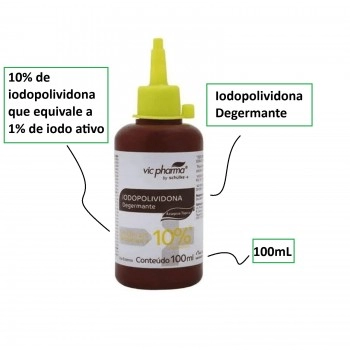Iodopolividona Solução com Tensoativos Degermante 100ml Vic Pharma