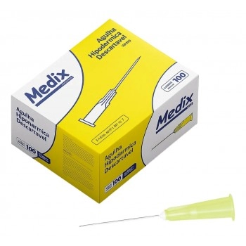 AGULHA EST. 13X0,3 CX C/100UN AMARELA - MEDIX