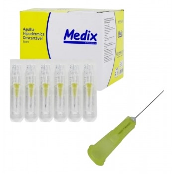 AGULHA EST. 13X0,3 CX C/100UN AMARELA - MEDIX