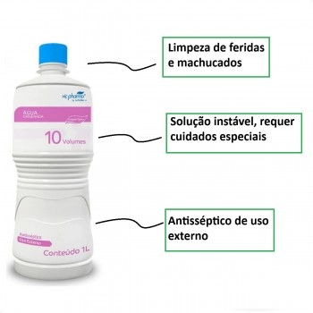 Água Oxigenada 10 Volumes Antisséptico 1 Litro - Vic Pharma