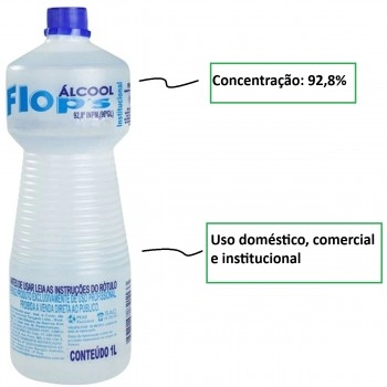 Álcool 92,8° 1 Litro - Flops