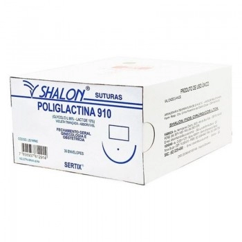 Fio de Sutura Poliglactina 910 2-0 com Agulha 1/2 4 70cm Shalon