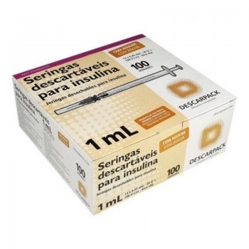 Seringa Descartável 1mL Bico Slip Com Agulha 13X4,5mm Insulina - Descarpack