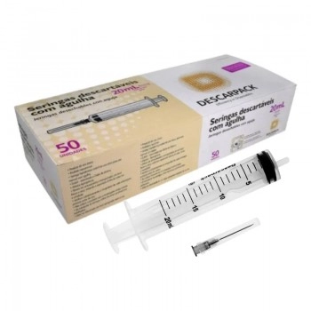 Seringa Luer Slip 20ml Com Agulha 25X 0,7mm Descarpack