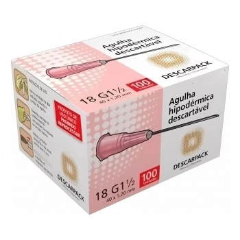 Agulha Rosa Estéril 1,20x40mm Com 100 Unidades Descarpack