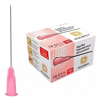 Agulha Rosa Estéril 1,20x40mm Com 100 Unidades Descarpack