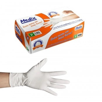Luva Látex Com Pó Tamanho P Com 100 Unidades Medix
