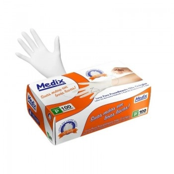 Luva De Procedimento Branco Com Pó Tamanho P Caixa de 100 Unidades - Medix