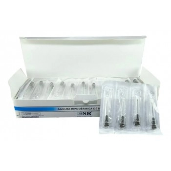 Agulha Cinza Hipodérmica Descartável 25 x0,70mm com 100 Unidades SR