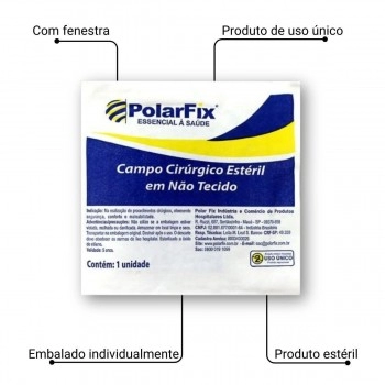Campo Cirúrgico Estéril TNT Fenestrado 75x75cm PolarFix