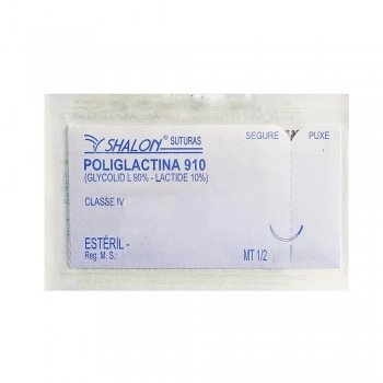 Fio de Sutura Poliglactina 910 2-0 com Agulha 1/2 4 70cm Shalon