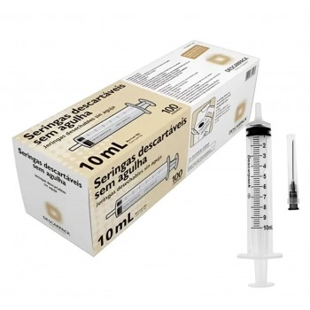 Seringa 10ml Descartável Bico Slip com Agulha 25x0,7mm Descarpack
