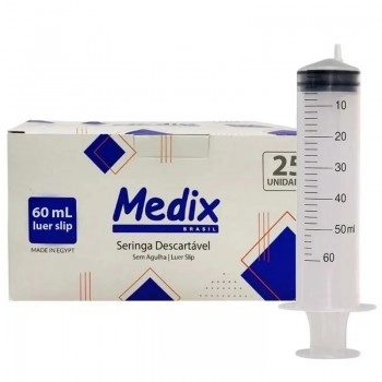 Seringa 60mL Luer Slip Sem Agulha - Medix