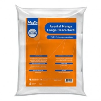 AVENTAL MANGA LONGA 30G PCT C/10UN - MEDIX