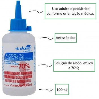 Álcool 70% 100mL Vic Pharma