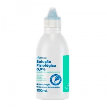 Solução Fisiológica 0,9% Cloreto de Sódio 9mg/mL Frasco 100mL Farmax