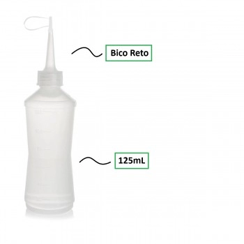 Almotolia 125mL Frasco Plástico Branco com Bico Reto - JProlab