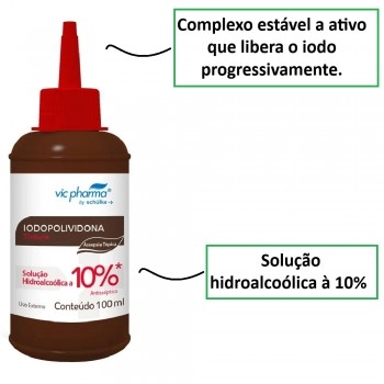 Iodopolividona Solução Hidro Alcóolica 100ml - Vic Pharma