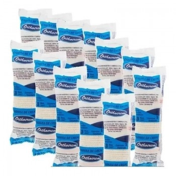 Atadura De Crepe 13 Fios 12cm X 1,8m Com 12 Unidades Orthocrem
