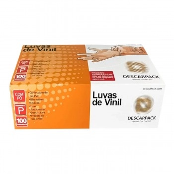 Luva de Procedimento Vinil Lisa Tamanho P com Pó Caixa Com 100 Unidades - Descarpack