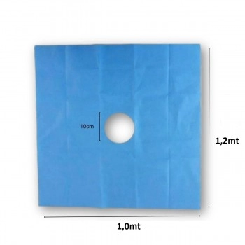 Campo Cirúrgico Estéril Oftálmico TNT Fenestrado com Bolsa 1x1,2m PolarFix