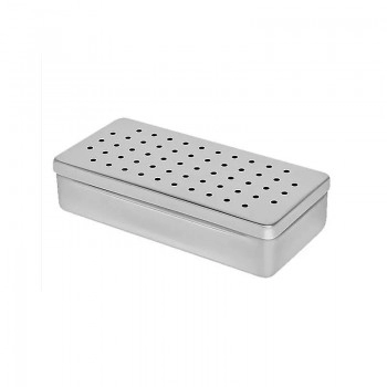 Estojo de Aço Inox Perfurado para Esterilização 28x14x6cm Fava