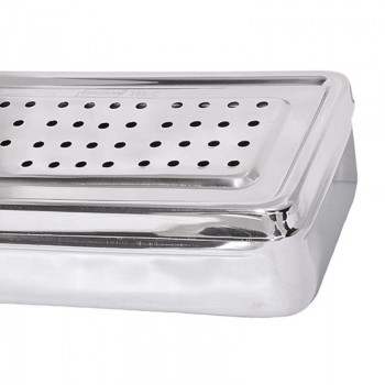 Estojo de Aço Inox Perfurado para Esterilização 22,5x10,5x3cm Fava