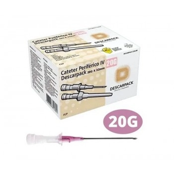 Cateter Periférico Intravenoso N°20 Rosa - Descarpack