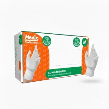 Luva Látex Com Pó Tamanho PP Com 100 Unidades Medix