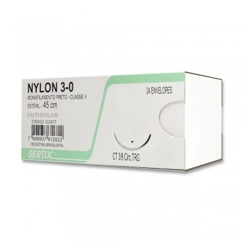 Fio De Sutura Nylon 3-0 Com Agulha 2 CTI Sertix - Shalon
