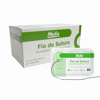 Fio De Sutura Nylon 5-0 Com Agulha 3/8 2,5 45cm Medix