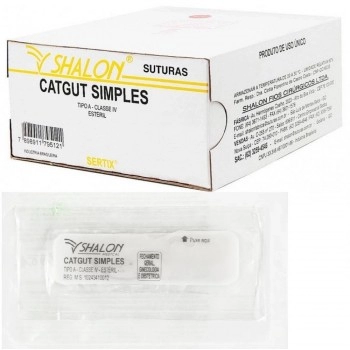 Fio de Sutura Catgut Simples 3 sem Agulha 1,5m Shalon