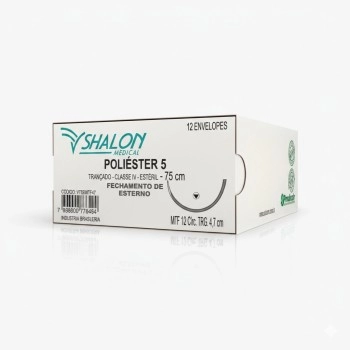 Fio de Sutura Poliéster 5 com Agulha 1/2 4,7 75cm Shalon