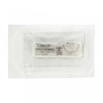Fio de Sutura Catgut Cromado 1 com Agulha 3/8 3 75cm Shalon 2