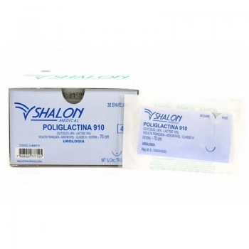 Fio de Sutura Poliglactina 910 0 com Agulha 1/2 4 70cm Shalon Fios Cirúrgicos