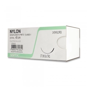 Fio De Sutura Nylon Usp 4-0 Comprimento 45cm Agulha Curva 3/8 Triangular 3,0cm - Shalon