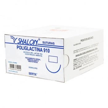 Fio de Sutura Poliglactina 910 3-0 com Agulha 3/8 3 70cm Shalon