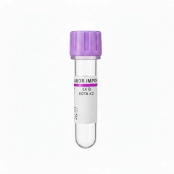 Tubo de Coleta EDTA K2 0,5mL Tampa Roxa Caixa com 50 Unidades - Labor Import