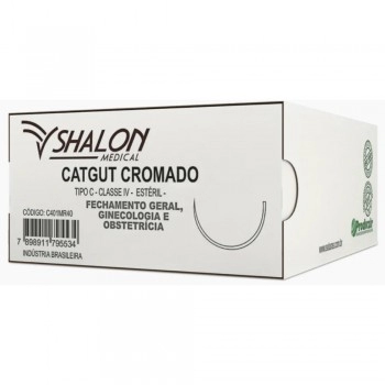 Fio de Sutura Catgut Cromado 3-0 com Agulha 3/8 3 75cm Shalon