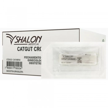 Fio de Sutura Catgut Cromado 4 sem Agulha 1,5m Shalon
