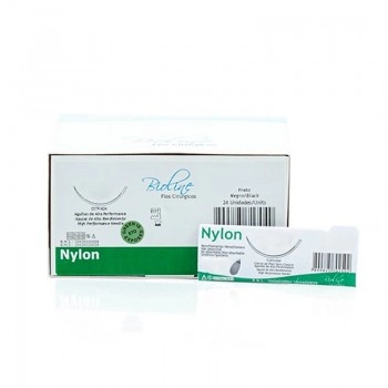 Fio de Sutura Nylon 10-0 com Agulha 3/8 0,65 20cm Bioline Fios Cirúrgicos 1