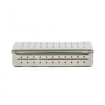 Estojo de Aço Inox Perfurado Autoclavável para Esterilização 26x12x6cm Fava