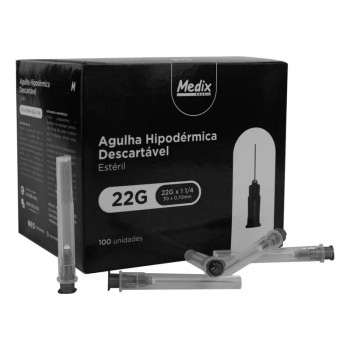 AGULHA EST. 30X0,7 CX C/100UN PRETA - MEDIX