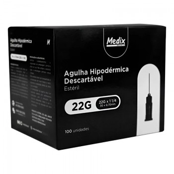 AGULHA EST. 30X0,7 CX C/100UN PRETA - MEDIX