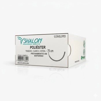 Fio de Sutura Poliéster 2 com Agulha 1/2 4,0 75cm Bioline Fios Cirúrgicos