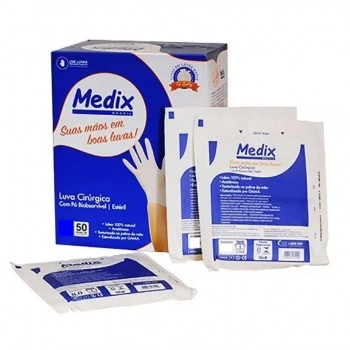Luva Látex Cirúrgica 7,5 Estéril Com Pó - Medix