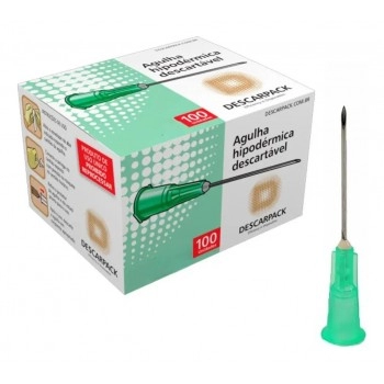 Agulha Verde Estéril Descartável 0,80x30mm Com 100 Unidades Descarpack